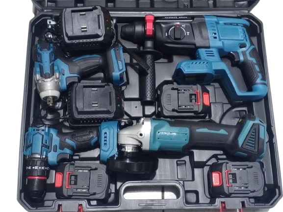 4 in 1 Cordless Set (Grinder+Hammer Drill+Drill+Wrench)