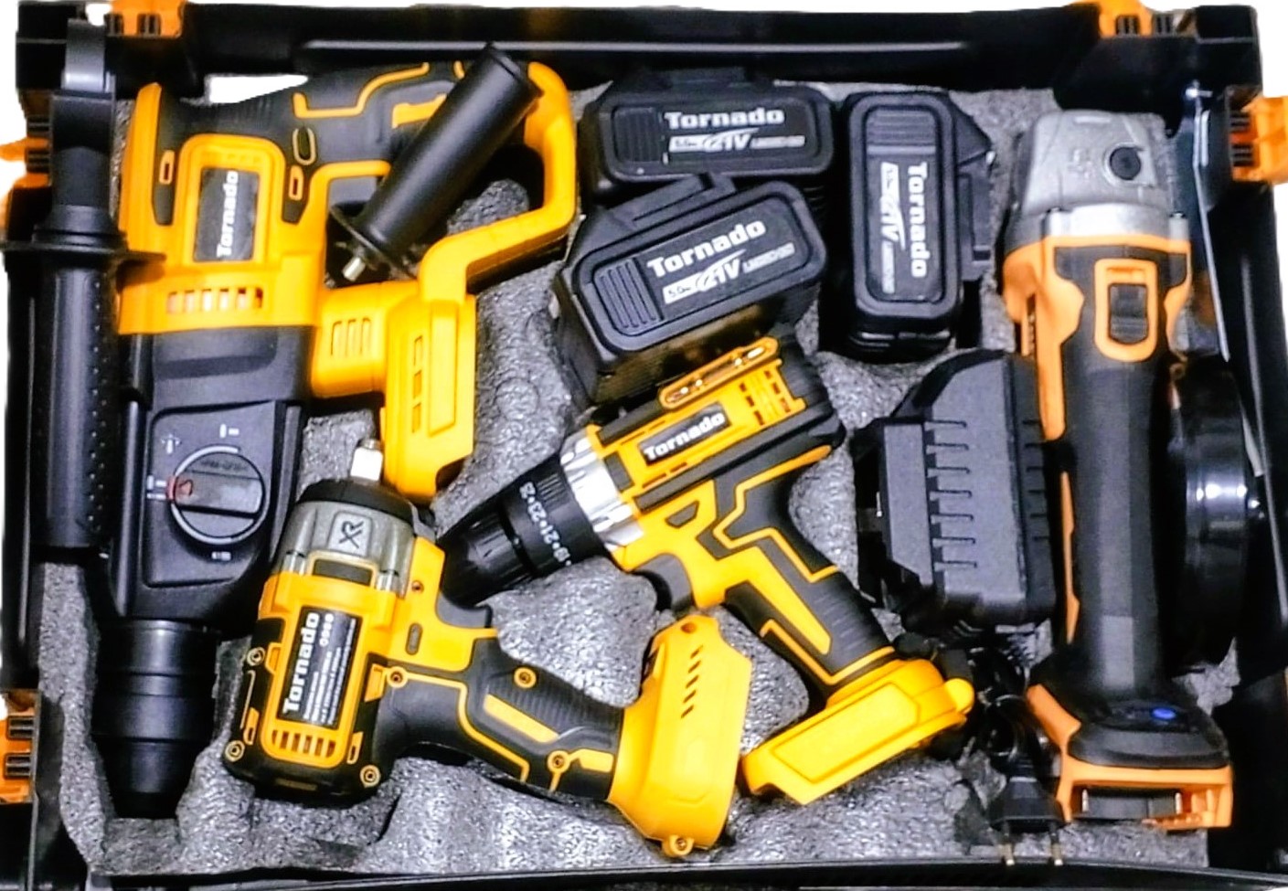 TORNADO 4 in 1 Cordless Set (Grinder+Hammer Drill+Drill+Wrench)